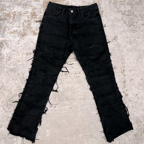 Black Stacked Jeans - Picture 1 of 2